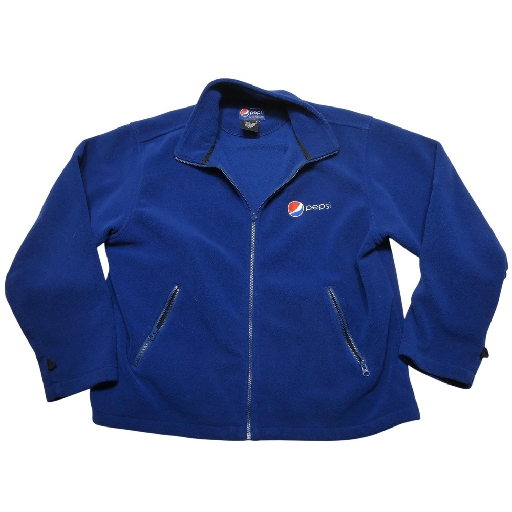 Pepsi Jacket Mens Large Blue Fleece Full Zip Aramark Logo Workwear 7561